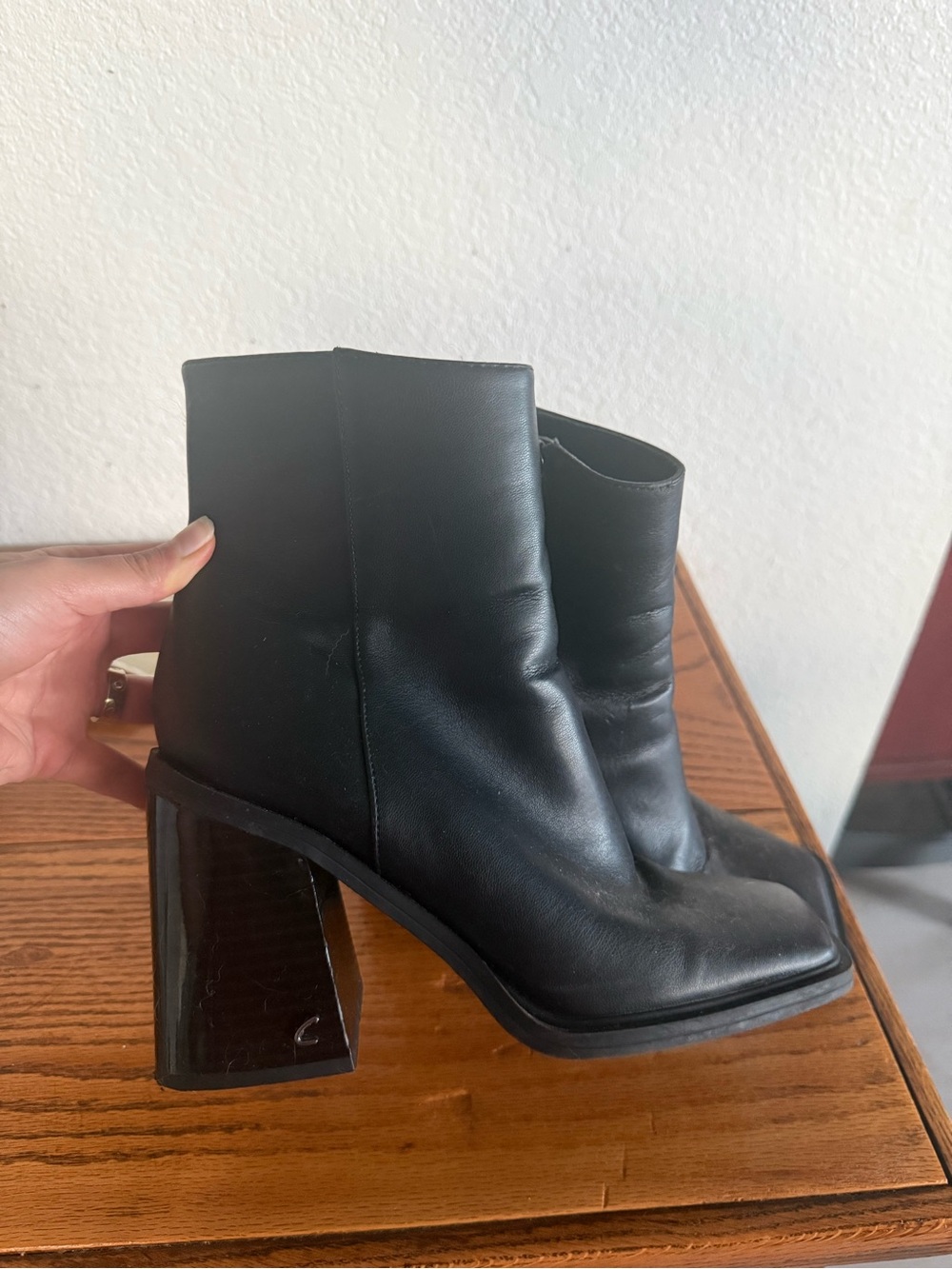 Circus by Sam Edelman Black Leather Block Heel Ankle Boots